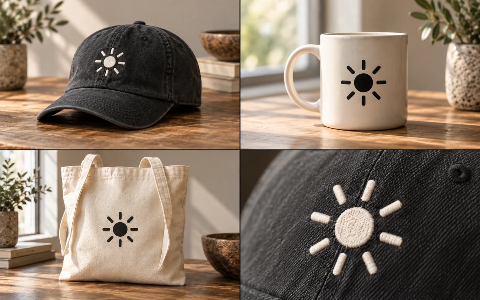 Logo en merch · Extensión de marca · Imagen conceptual de la plantilla