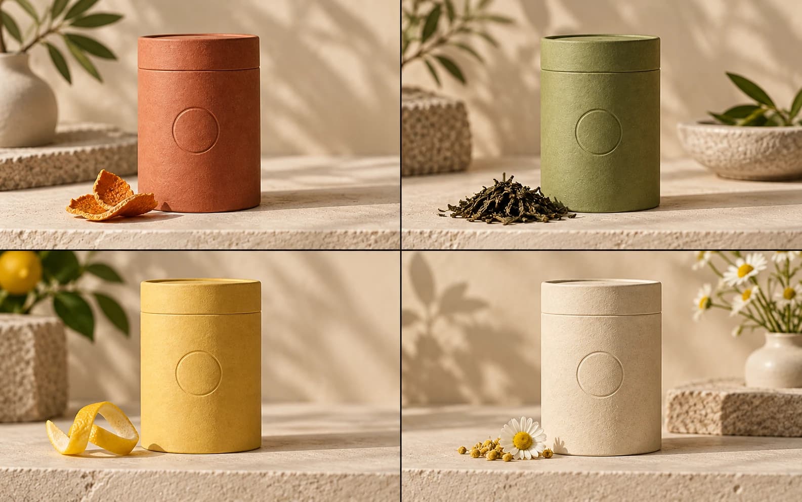 Variantes de empaque · De uno a familia · Imagen conceptual de la plantilla