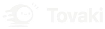 Tovaki horizontal wordmark in white